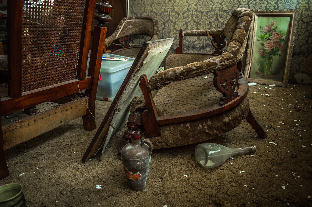 Broken, chair, furniture, discarded, unloved