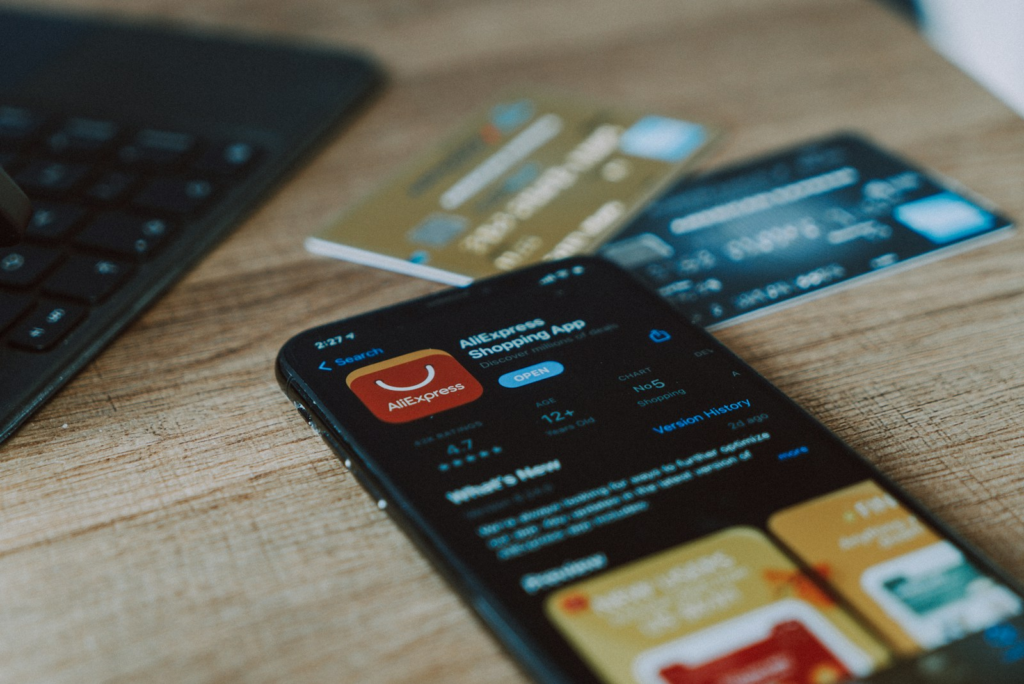 Online mobile shopping for AliExpress website and app with credit cards